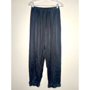 Texere Silk Black Hand Painted Silk Lounge Pants Pajama Bottoms XS